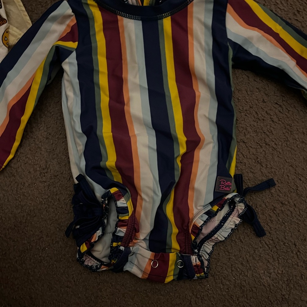 Colorful Striped Kids Swim One Piece